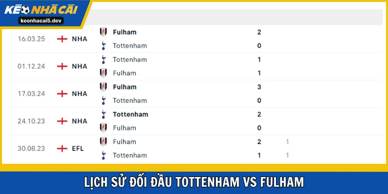 Lịch sử Tottenham Hotspur vs Fulham cân bằng và bất ngờ